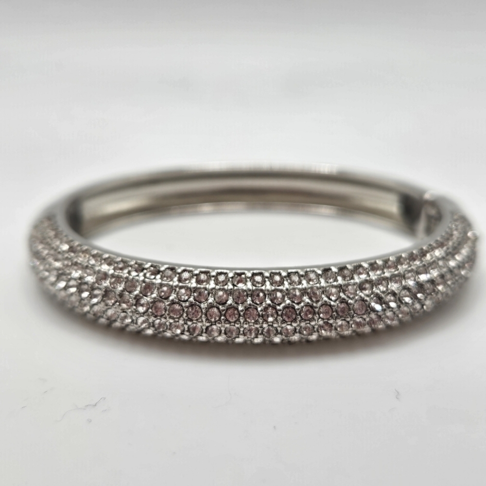 VINTAGE Premier Designs All Dolled Up Silver Tone Rhinestone Bangle Bracelet